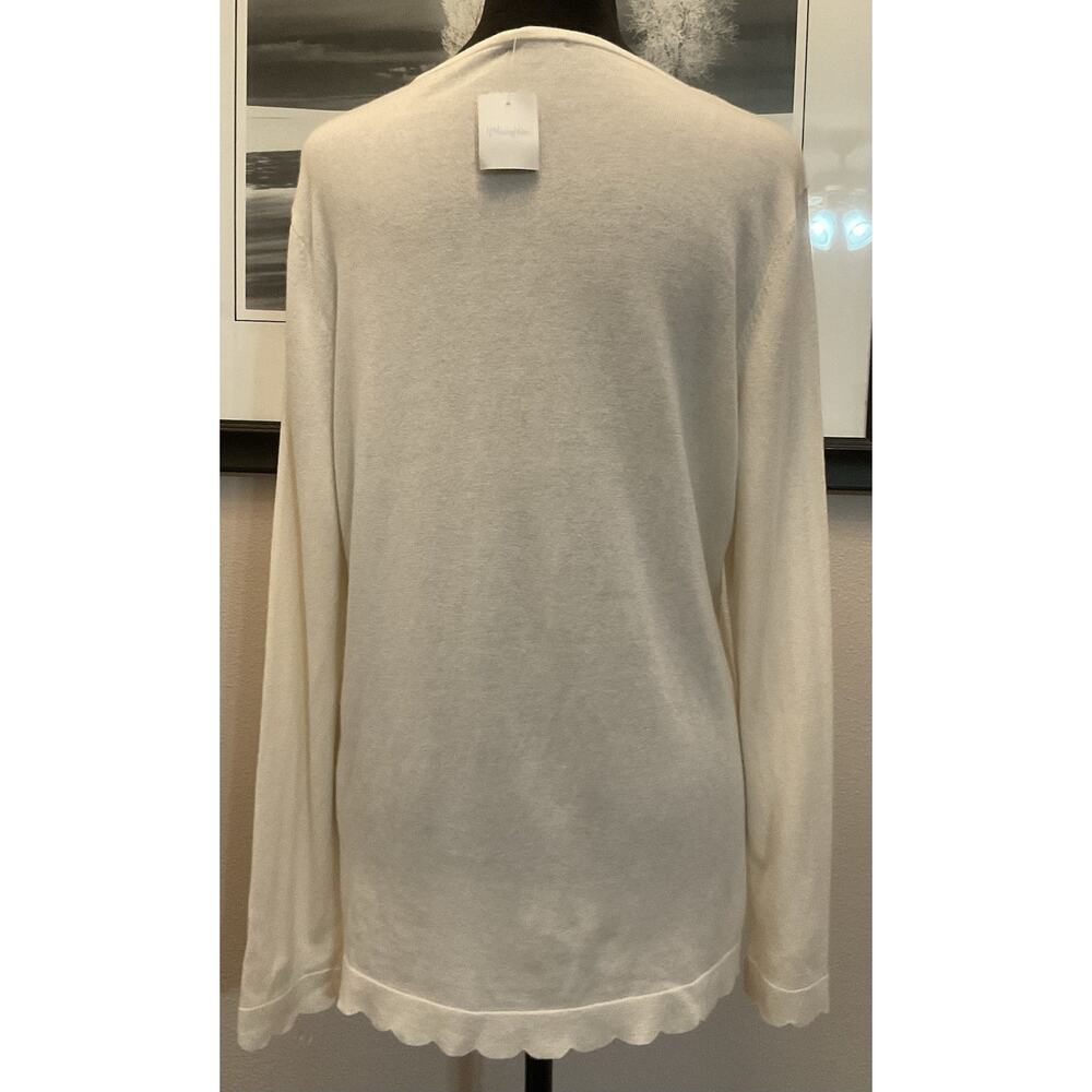 J McLaughlin Cashmere Blend Sweater Ivory Scalloped Hem Size Large New With Tags - Picture 5 of 8